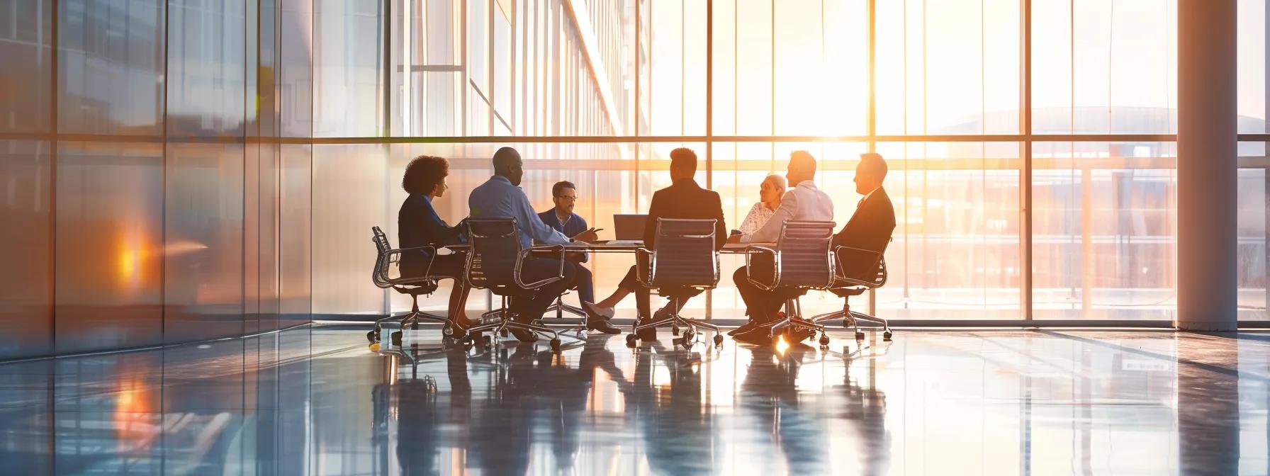 a sleek, modern office setting showcases a diverse group of professionals engaged in a dynamic discussion around a high-tech conference table, symbolizing the transformative benefits of using an employer of record service.